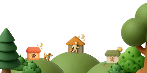 Landscape illustration with hills and houses