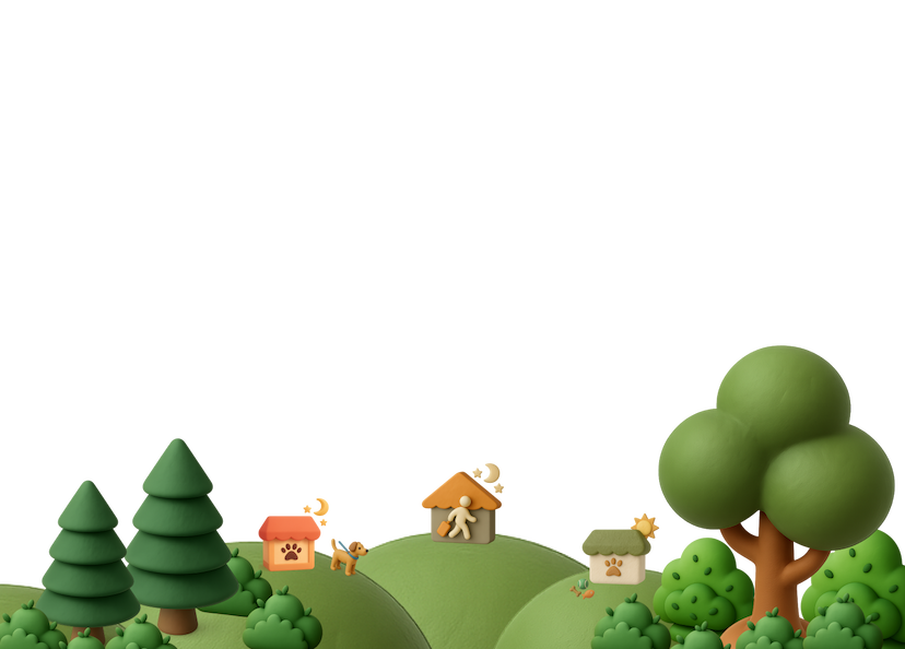 Landscape illustration with hills and houses